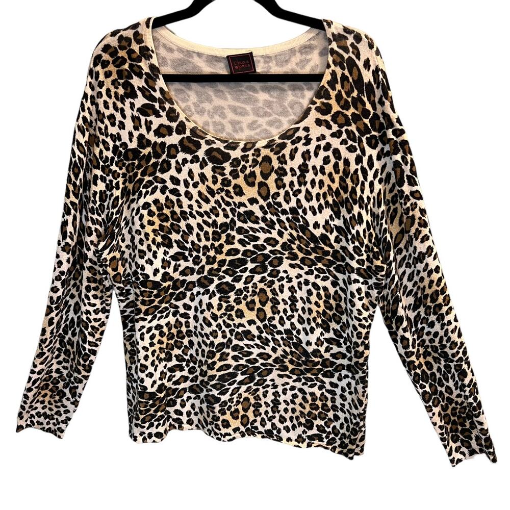 Colourworks Pullover Sweater Cheetah Print size Large Brown Black Tan